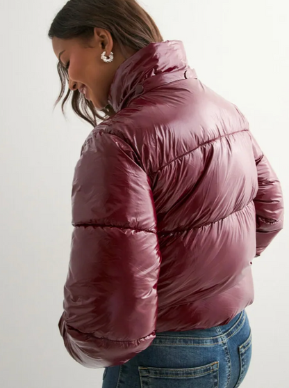 Elyora - Doudoune Molly Glänzende Damen-Pufferjacke mit Sherpa-Futter