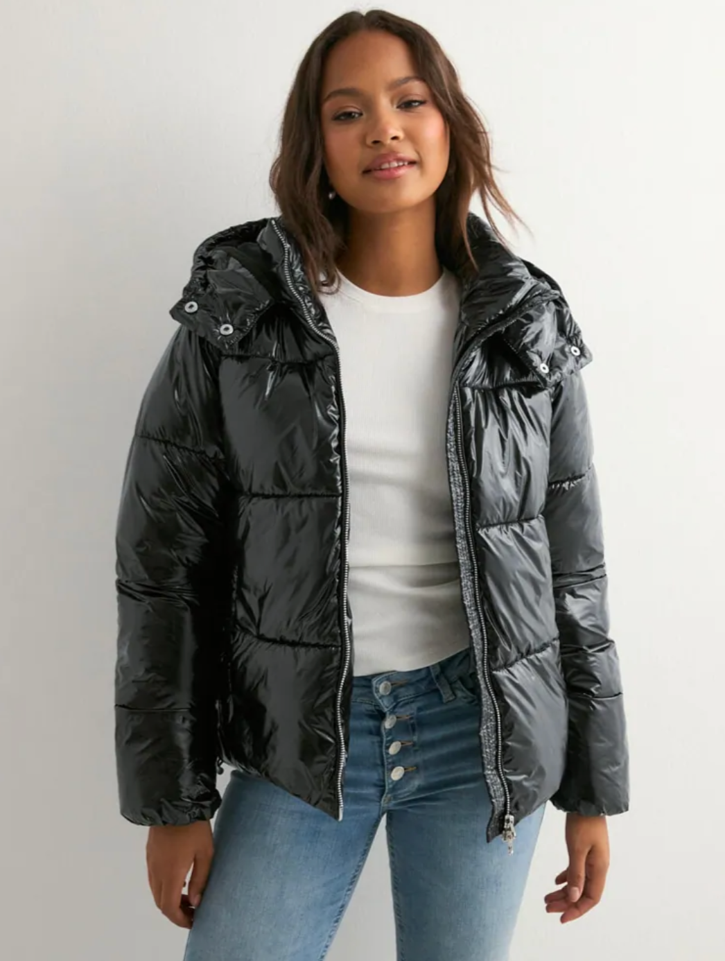 Elyora - Doudoune Shiny Womens Molly Sherpa Lined Puffer Jacket - Seldom Seen Styles