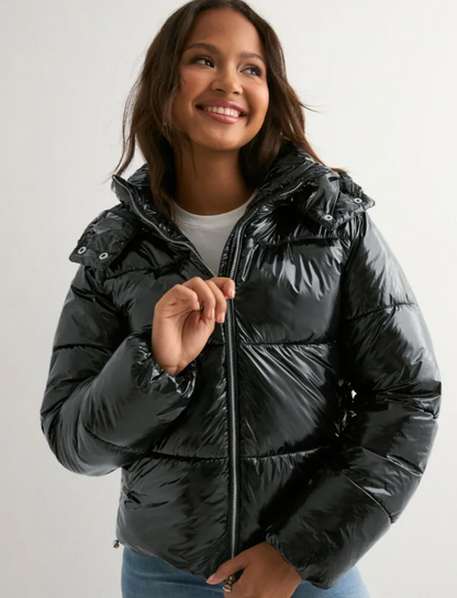 Elyora - Doudoune Molly Glänzende Damen-Pufferjacke mit Sherpa-Futter