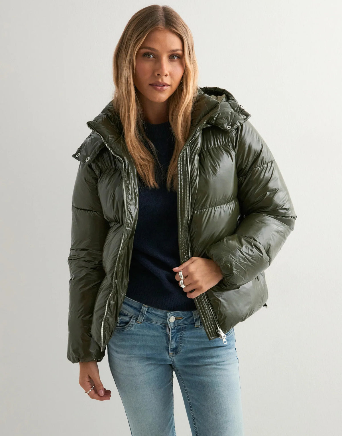 Elyora - Doudoune Shiny Womens Molly Sherpa Lined Puffer Jacket - Seldom Seen Styles