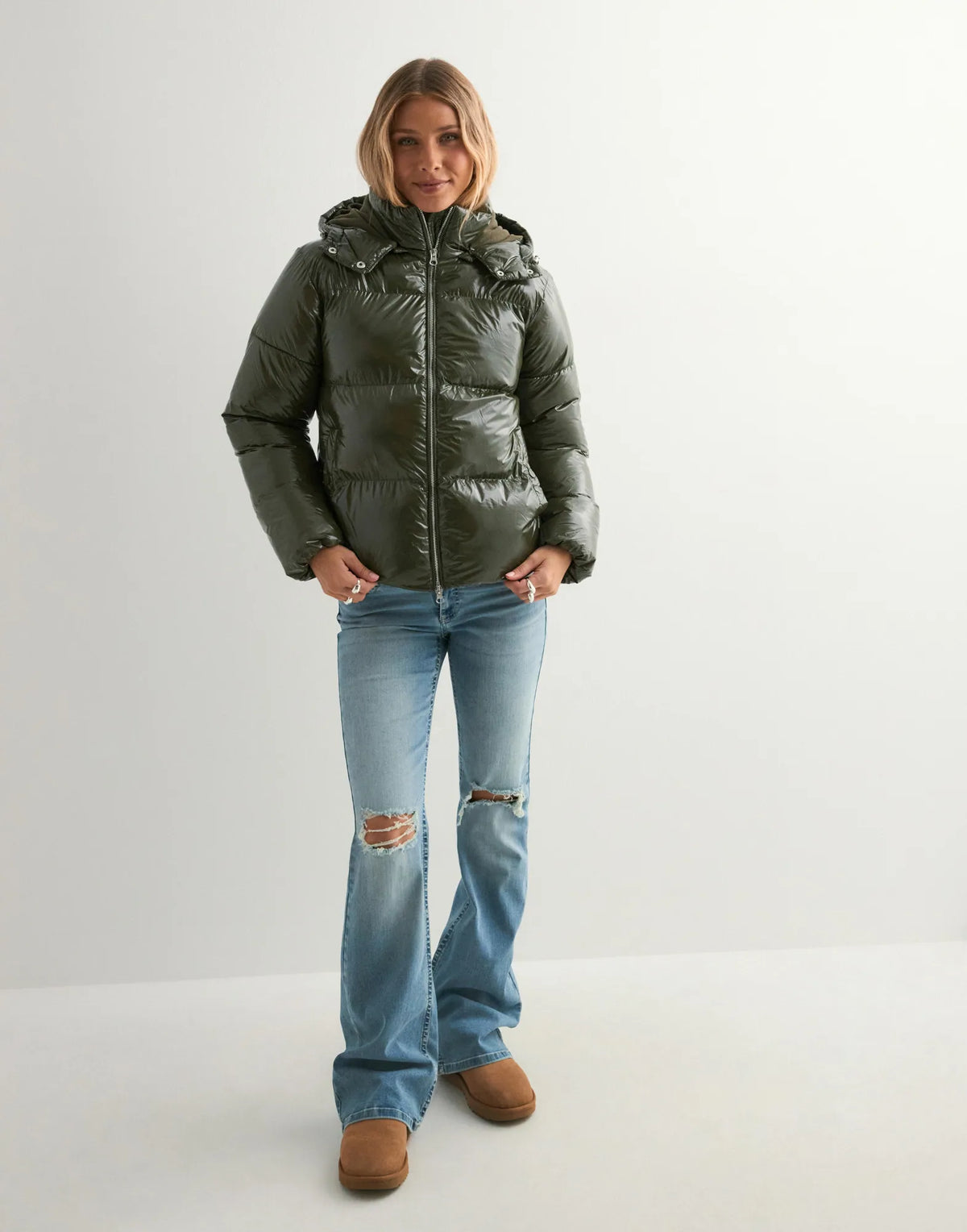 Elyora - Doudoune Shiny Womens Molly Sherpa Lined Puffer Jacket - Seldom Seen Styles