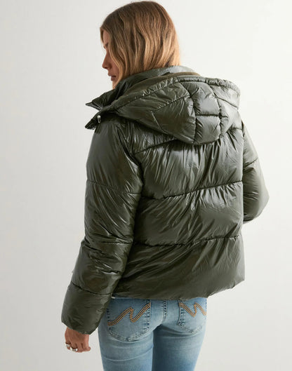 Elyora - Doudoune Molly Glänzende Damen-Pufferjacke mit Sherpa-Futter