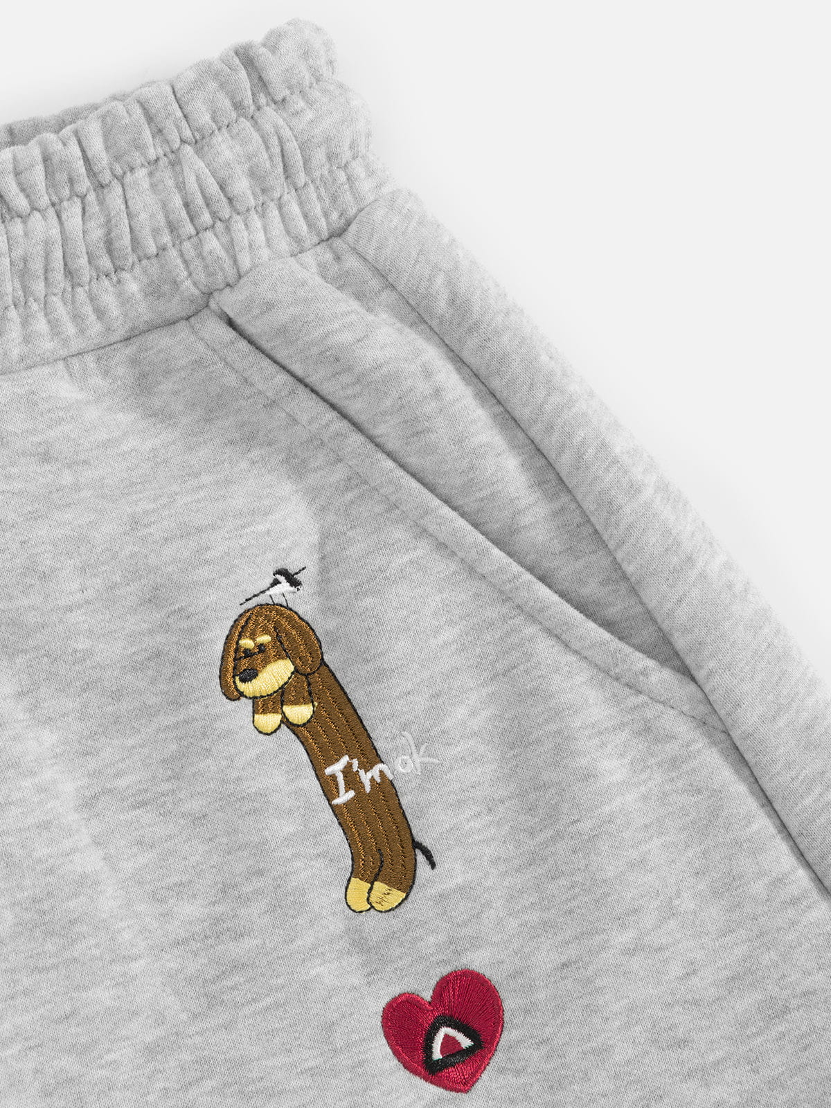 Embroidery Puppy Baggy Barrel Sweatpants - Seldom Seen Styles