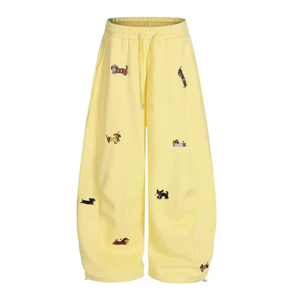 Pantalon de jogging ample en molleton brodé chiot