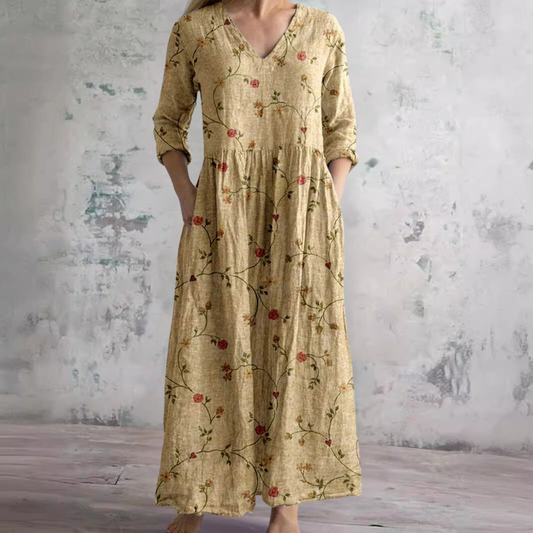 Erica™ Floral Summer Dress for Women Yellow Boho Maxi Dress Lightweight Casual Beach Vacation Sundress Flowy Loose Fit Elegant Everyday Dress - Seldom Seen Styles