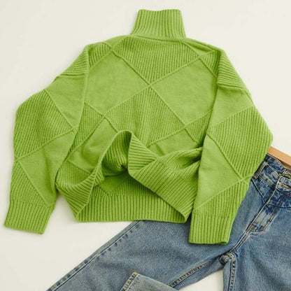 Erica | Textured Turtleneck Knit Sweater