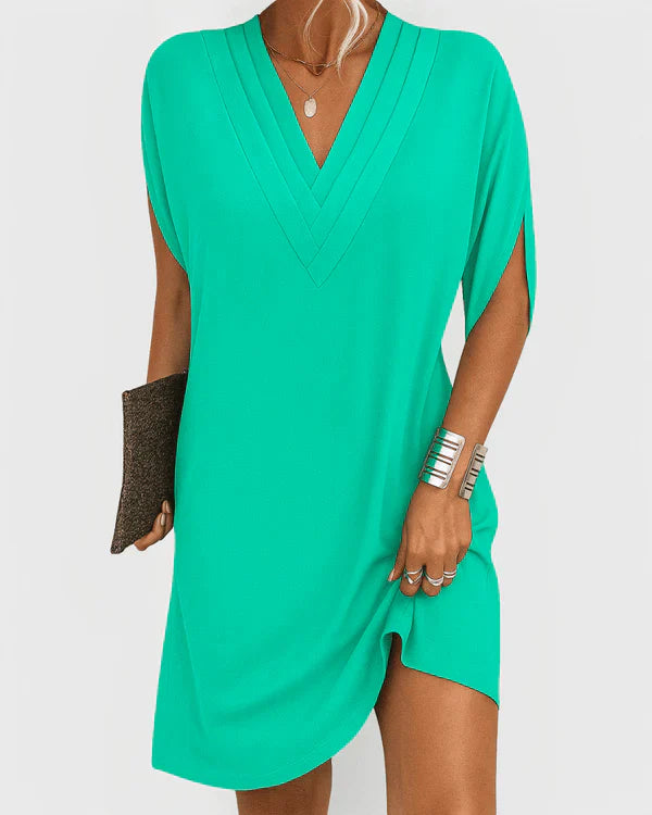 Evelyn V-Neck Short Sleeve Comfortable & Chic Dress - Seldom Seen Styles