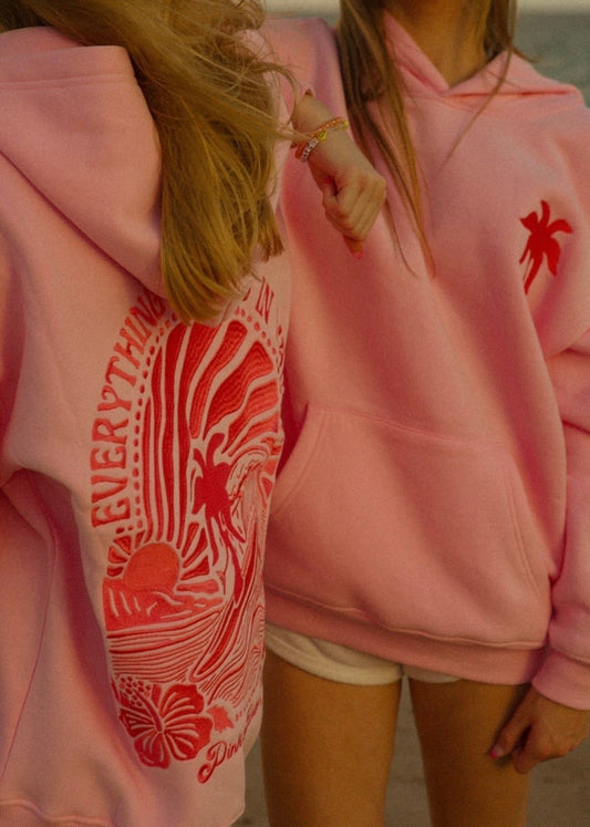 "Everything Comes in Waves" Hoodie in Pink - Seldom Seen Styles