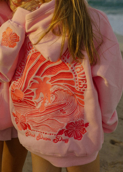Hoodie „Alles kommt in Wellen“ in Pink