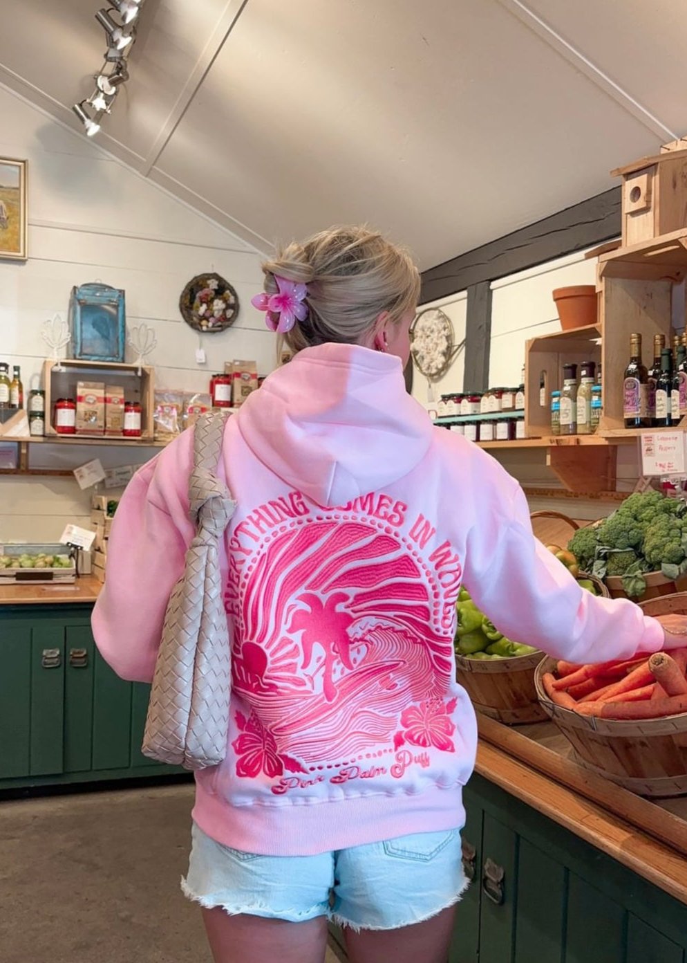 "Everything Comes in Waves" Hoodie in Pink - Seldom Seen Styles