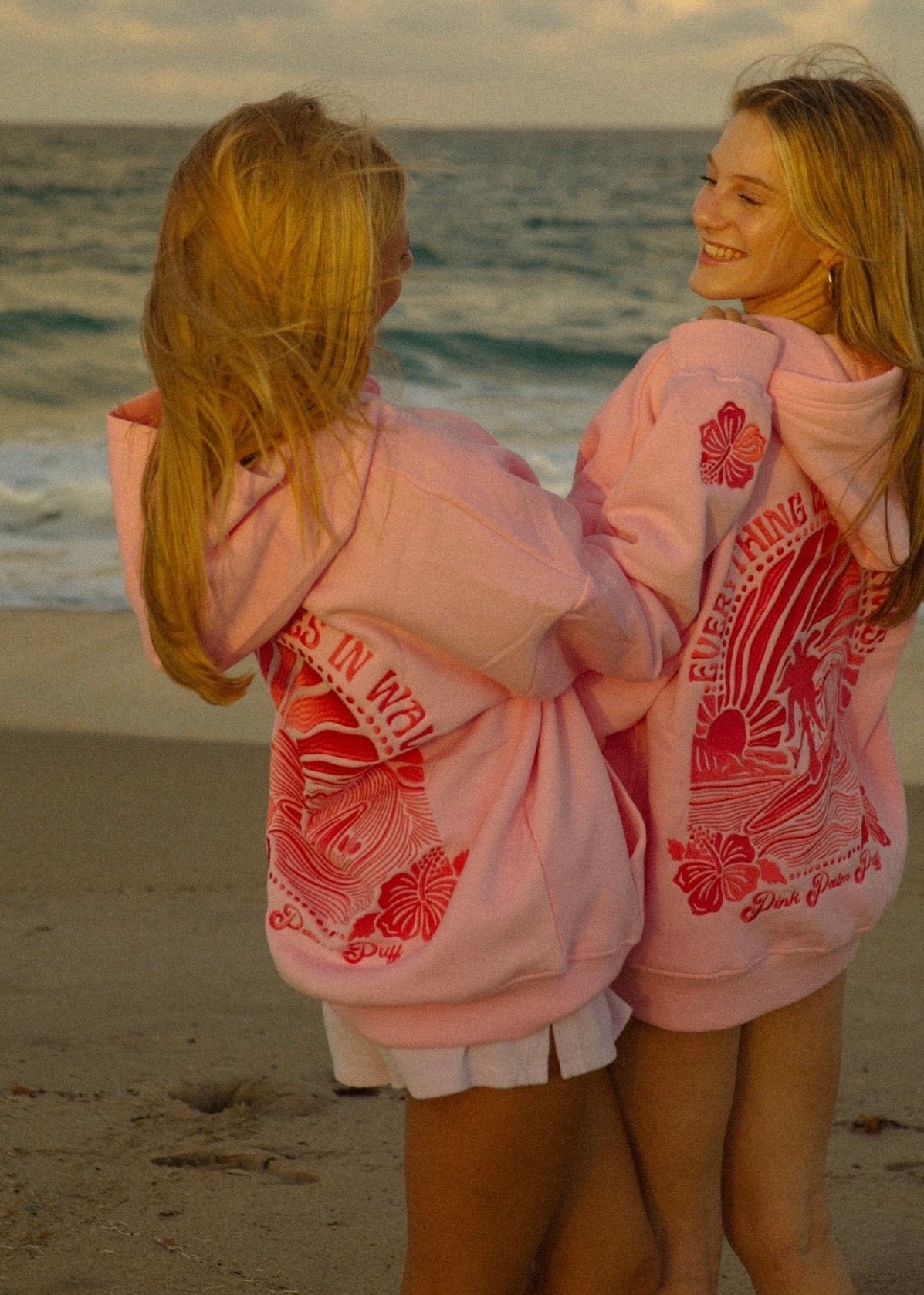 "Everything Comes in Waves" Hoodie in Pink - Seldom Seen Styles