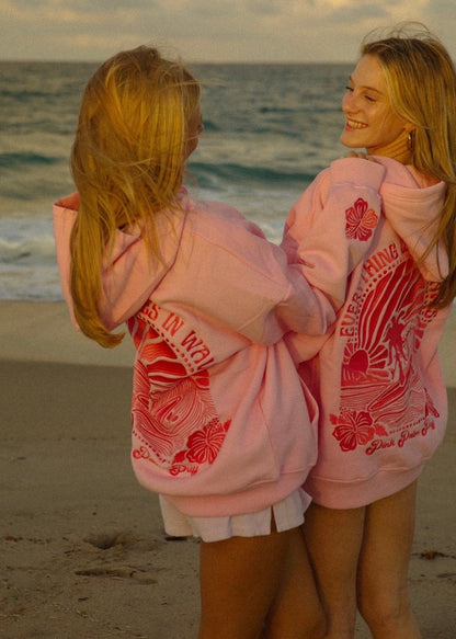 Hoodie „Alles kommt in Wellen“ in Pink