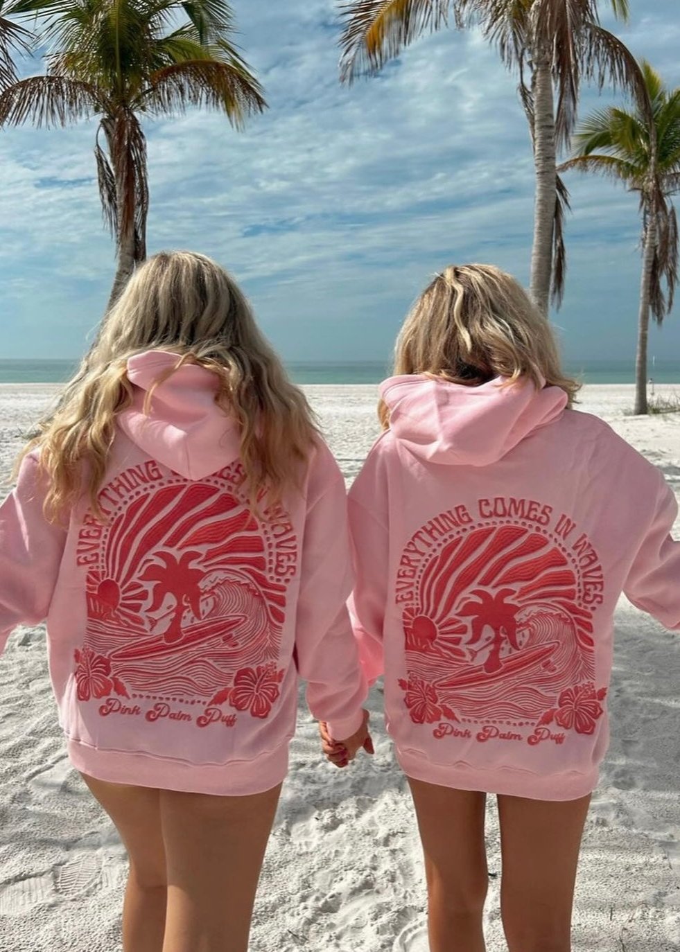 "Everything Comes in Waves" Hoodie in Pink - Seldom Seen Styles