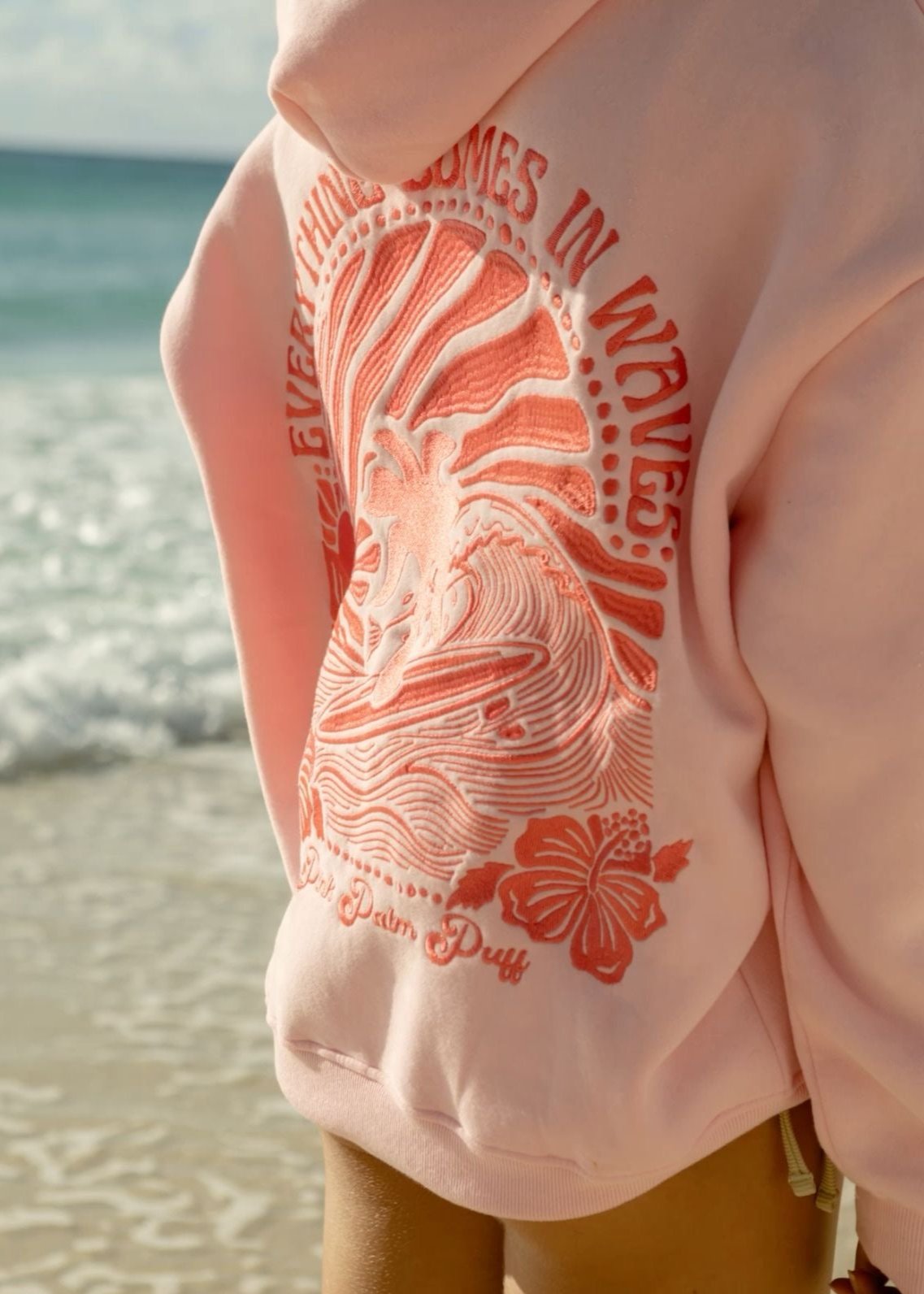 "Everything Comes in Waves" Hoodie in Pink - Seldom Seen Styles
