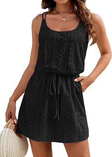Explore More Collection -summer tank dresses  Eyelet Scoop Neck Sleeveless Dress - Seldom Seen Styles