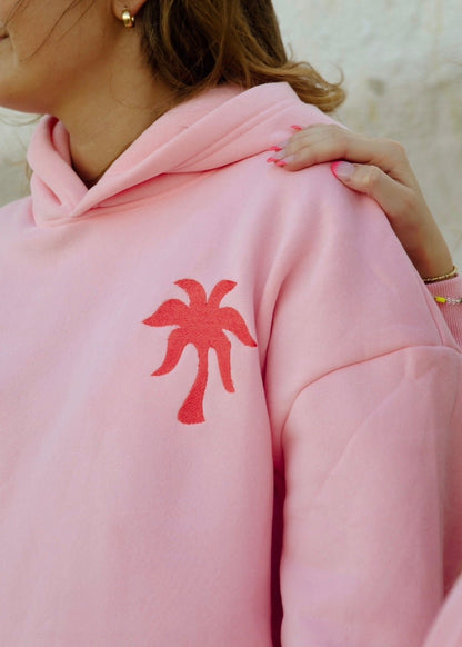 "Everything Comes in Waves" Hoodie in Pink