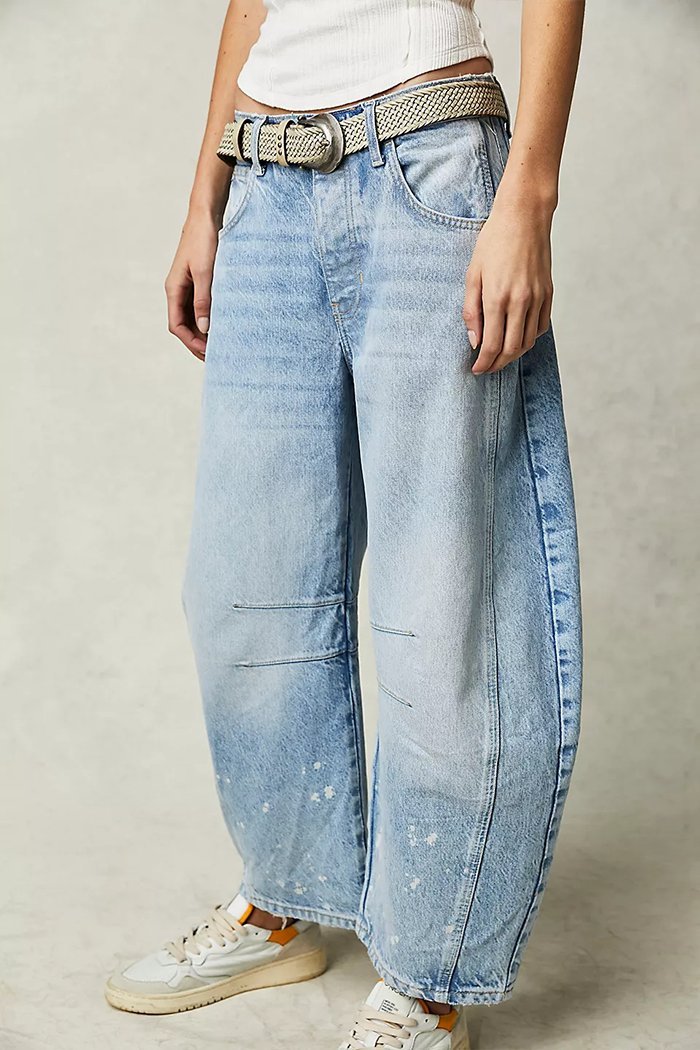 Fashion Casual Women's Loose Wide-leg Pants Mid-low Waist Washed Denim Trousers - Seldom Seen Styles