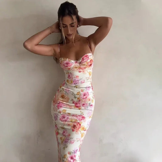 Floral Maxi Dress with Underwired Bust Support and Adjustable Straps - Seldom Seen Styles