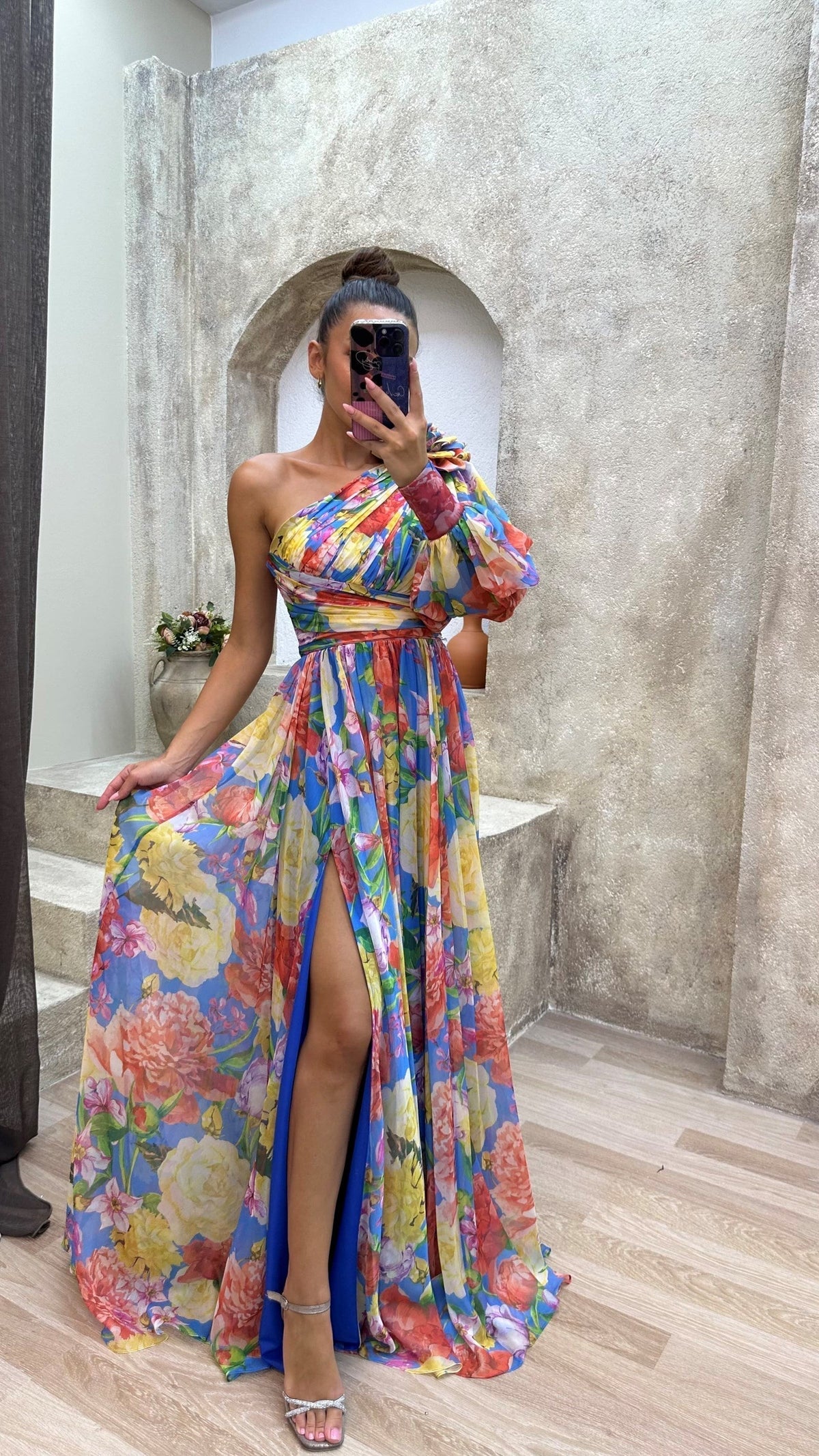 Floral One-Shoulder Maxi Dress - Seldom Seen Styles