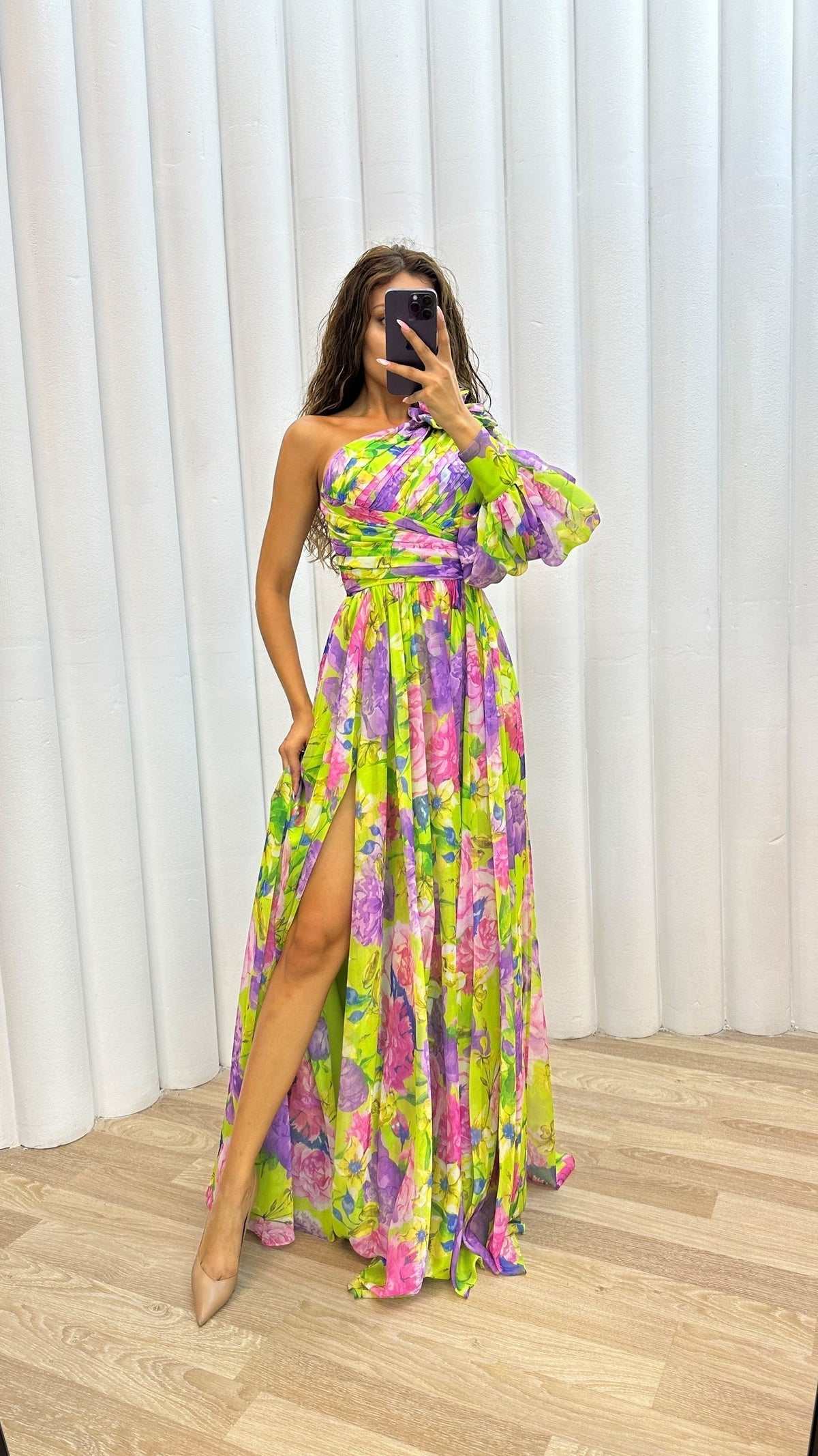 Floral One-Shoulder Maxi Dress - Seldom Seen Styles