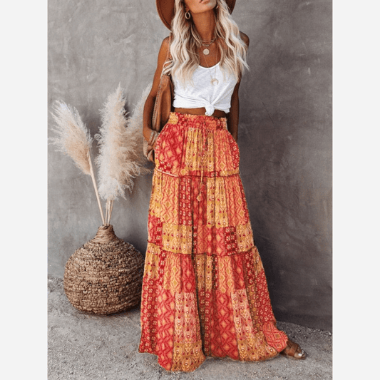 Floral Print Bohemian Maxi Skirt - Seldom Seen Styles