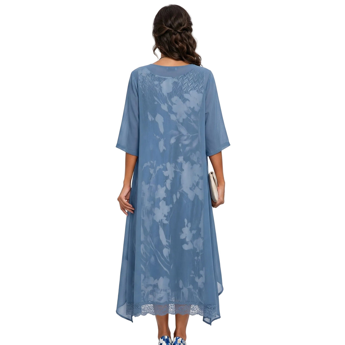 Floral Print Midi Dress and Chiffon Cardigan Two Piece Set - Seldom Seen Styles