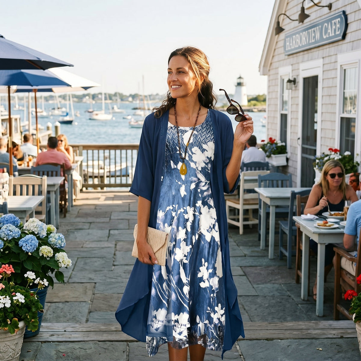 Floral Print Midi Dress and Chiffon Cardigan Two Piece Set - Seldom Seen Styles