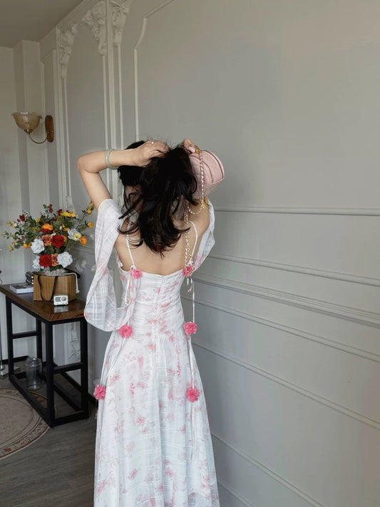 Floral Spaghetti Strap Maxi Dress – Flowy A-Line Vacation Summer Dress for Women - Seldom Seen Styles