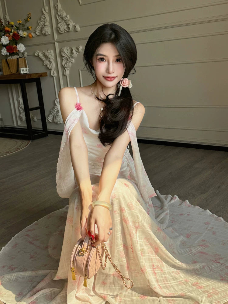 Floral Spaghetti Strap Maxi Dress – Flowy A-Line Vacation Summer Dress for Women - Seldom Seen Styles
