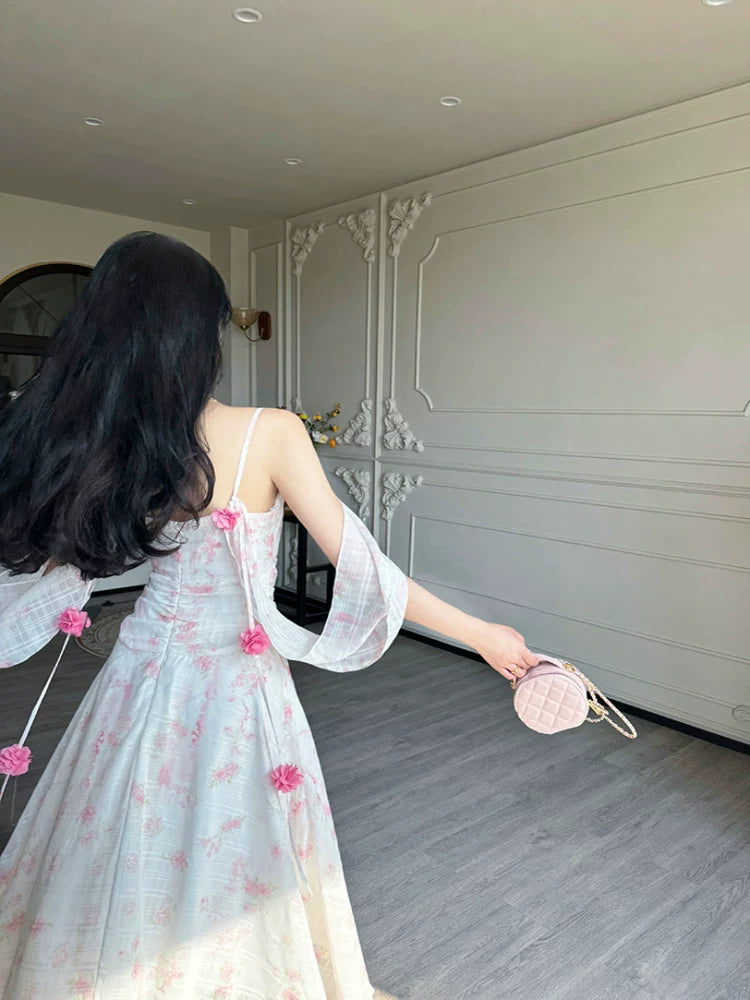 Floral Spaghetti Strap Maxi Dress – Flowy A-Line Vacation Summer Dress for Women - Seldom Seen Styles