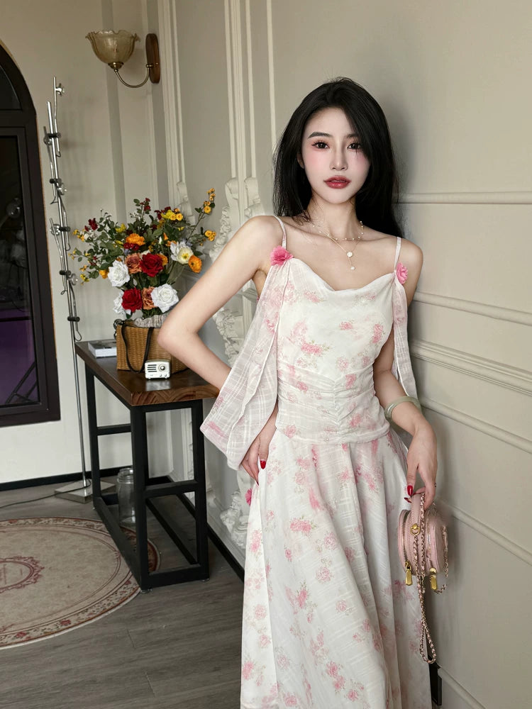 Floral Spaghetti Strap Maxi Dress – Flowy A-Line Vacation Summer Dress for Women - Seldom Seen Styles