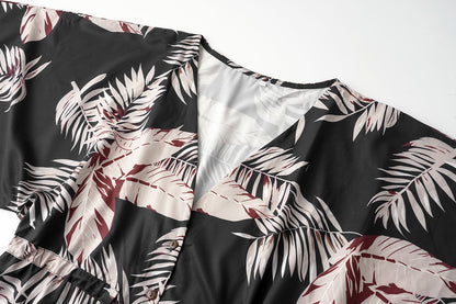 Geblümtes Sommerkleid, Alltags-Freizeitkleider mit Ärmeln, bedrucktes Kleid mit Fünfviertelärmeln