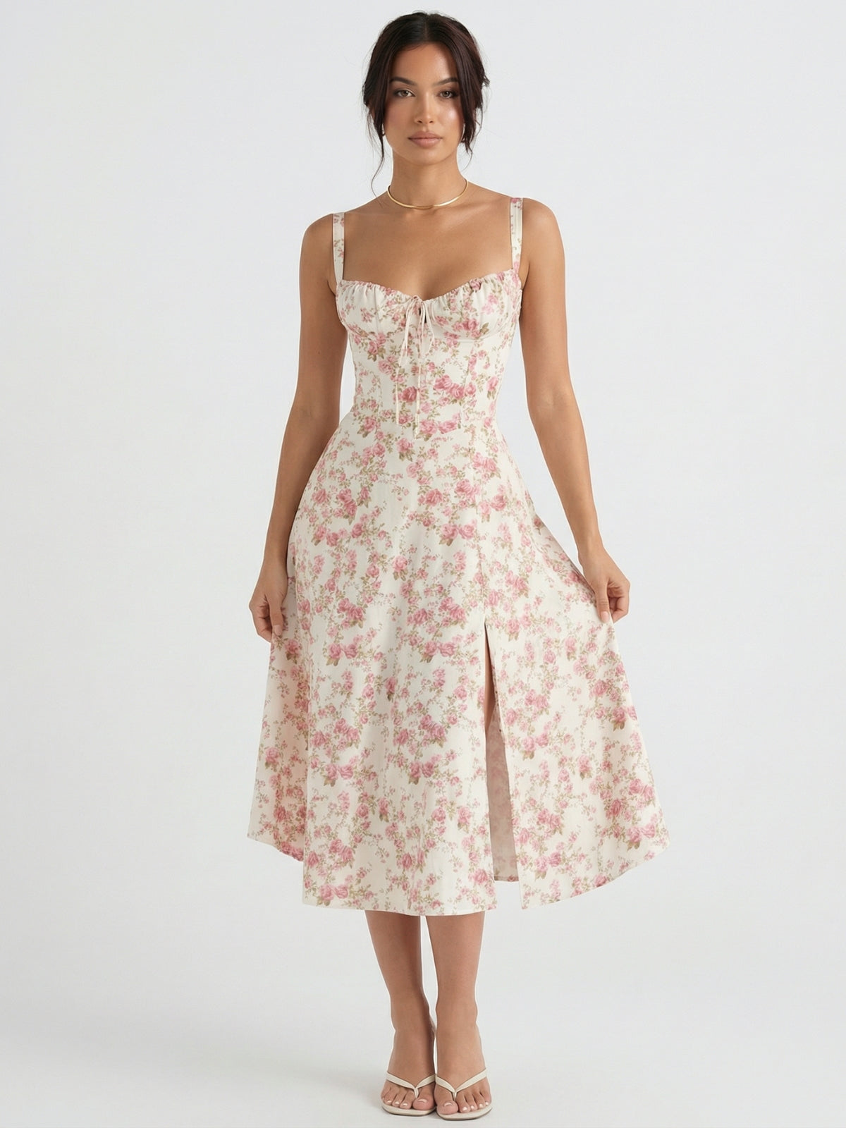 Floral Tie-Front Midi Sundress - Seldom Seen Styles