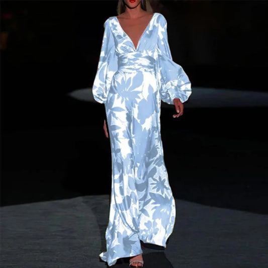 Flowy Maxi Dress with V-Neckline and Defined Waist, Versatile for Any Occasion - Seldom Seen Styles