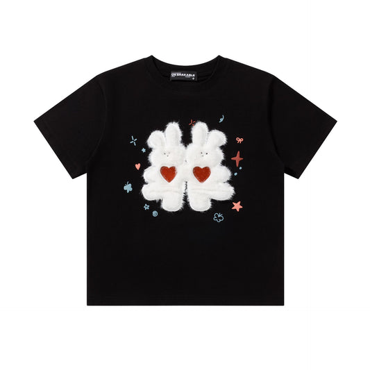 Fluffy Bear Embroidery Graphic T-Shirt Short Sleeve Crew Neck Loose Casual Summer Streetwear Tee | Fluffy Bear Tee - Seldom Seen Styles
