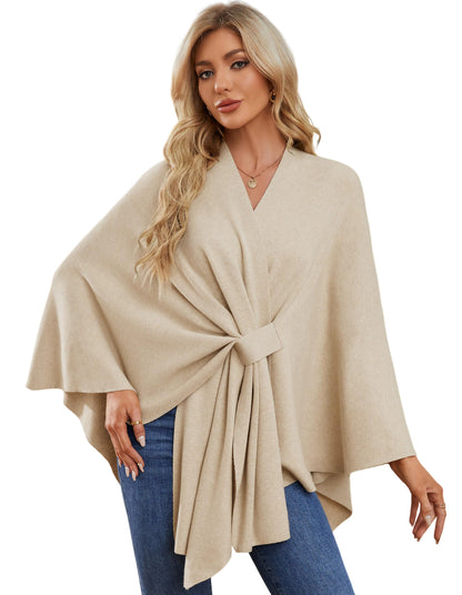 PULI Women's Shawl Wraps Soft Open Front Poncho Sweater for Spring Fall Winter