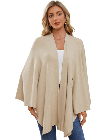 PULI Women's Shawl Wraps Soft Open Front Poncho Sweater for Spring Fall Winter