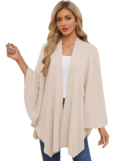 PULI Women's Shawl Wraps Soft Open Front Poncho Sweater for Spring Fall Winter