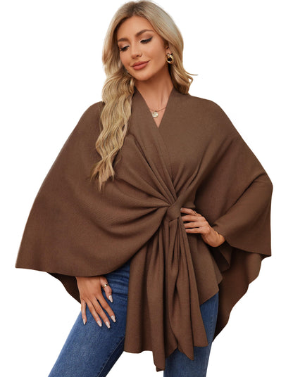 PULI Women's Shawl Wraps Soft Open Front Poncho Sweater for Spring Fall Winter