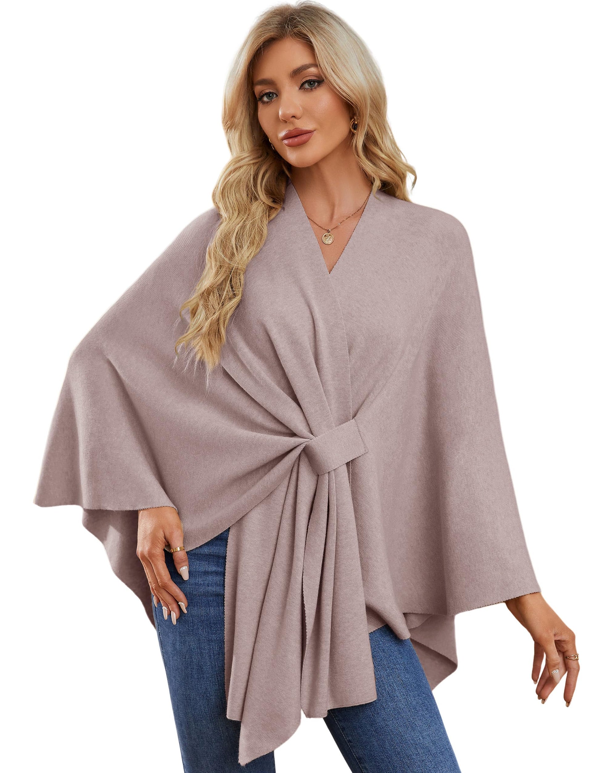 PULI Women's Shawl Wraps Soft Open Front Poncho Sweater for Spring Fall Winter - Seldom Seen Styles