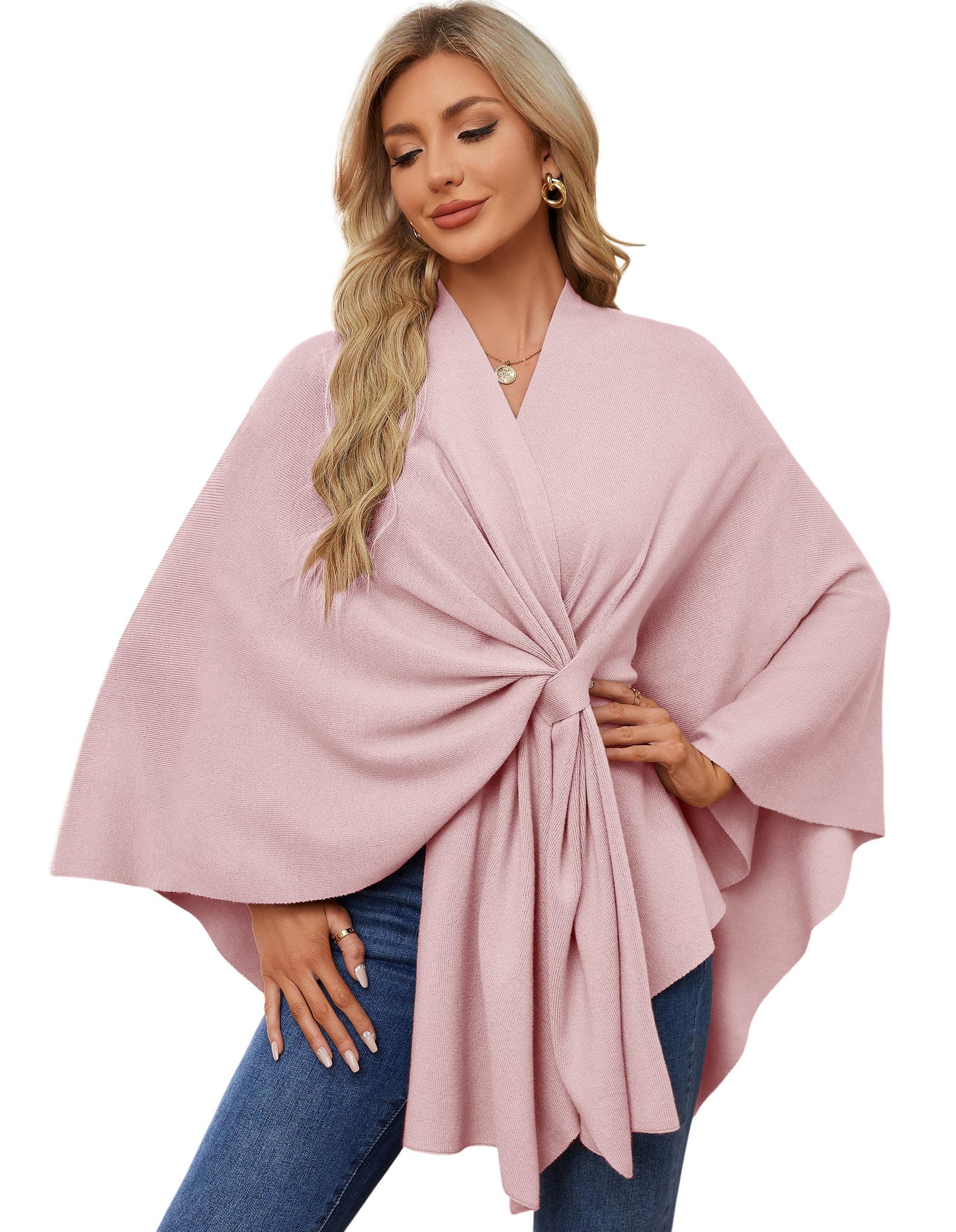 PULI Women's Shawl Wraps Soft Open Front Poncho Sweater for Spring Fall Winter