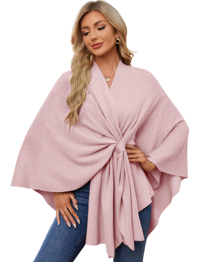 PULI Women's Shawl Wraps Soft Open Front Poncho Sweater for Spring Fall Winter