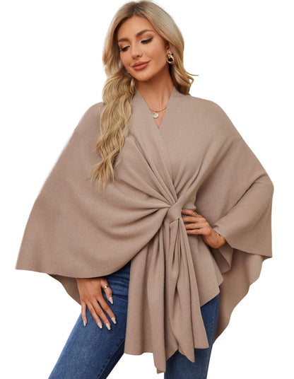 PULI Women's Shawl Wraps Soft Open Front Poncho Sweater for Spring Fall Winter