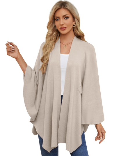 PULI Women's Shawl Wraps Soft Open Front Poncho Sweater for Spring Fall Winter