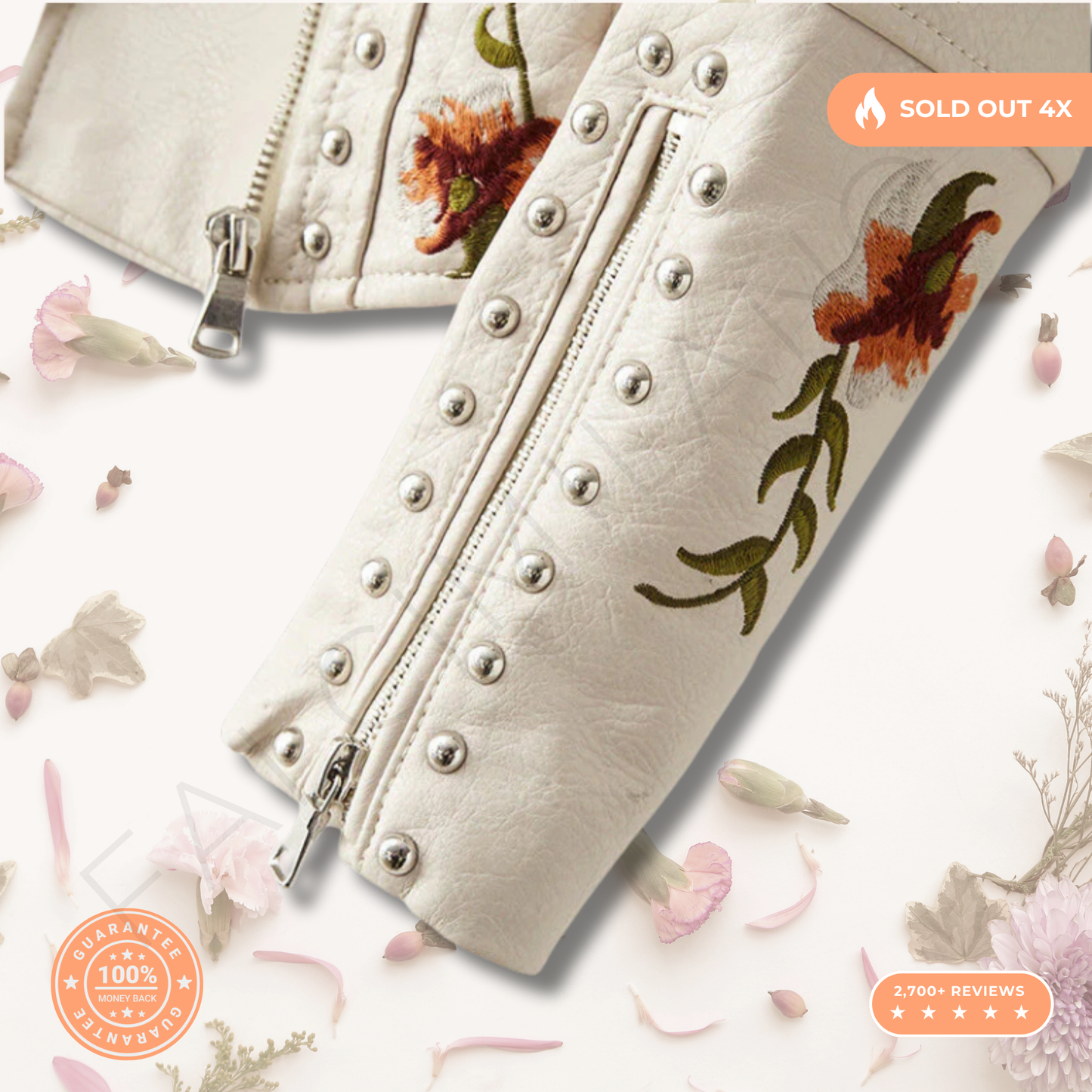 100% Leather Floral Motorcycle Jacket