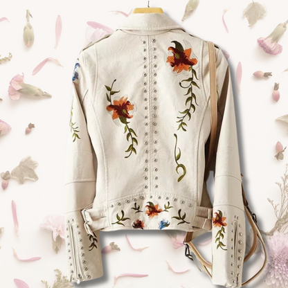 100% Leather Floral Motorcycle Jacket