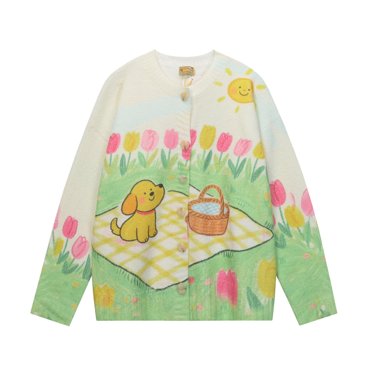 Full-Print Cartoon Cardigan Sweater Unisex Loose Fit Cute Kawaii Knit Open-Front Autumn Casual Couple Sweater | Toon Cardi - Seldom Seen Styles