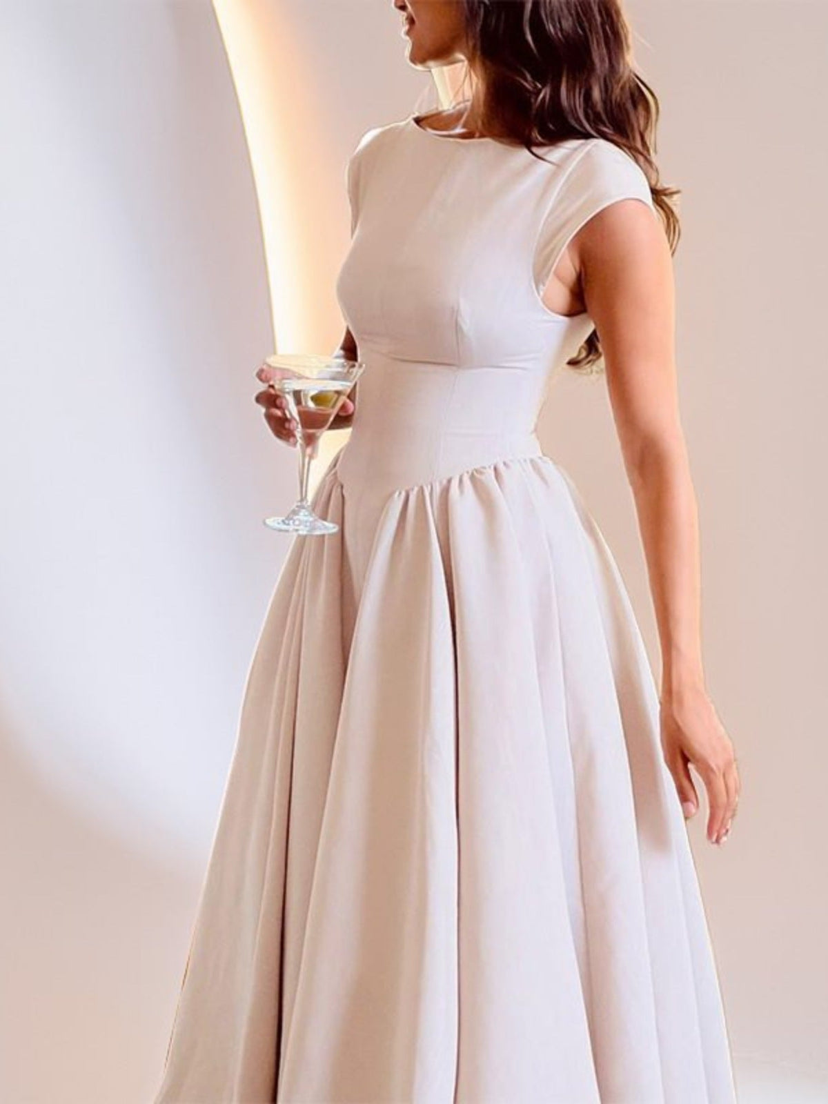 Full Size Cap Sleeve A-Line Midi Dress Plus Size - Seldom Seen Styles