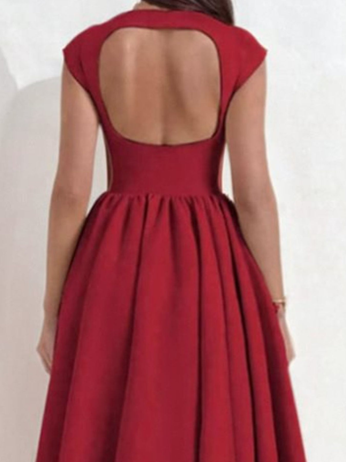 Full Size Cap Sleeve A-Line Midi Dress Plus Size - Seldom Seen Styles