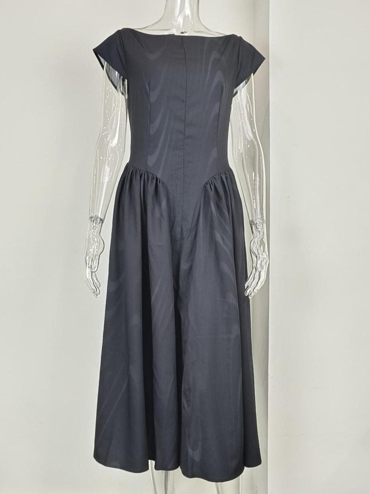 Full Size Cap Sleeve A-Line Midi Dress Plus Size - Seldom Seen Styles